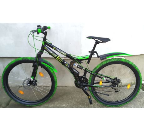 MODERNÝ celoodprúžený MTB CRUSHER 17" RÁM, 26" KOLESÁ 3x7 prevodov SHIMANO